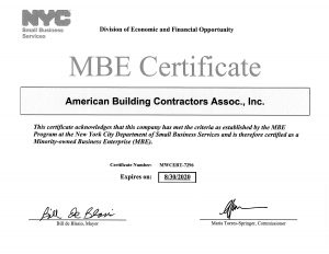 NYC MBE Certificate